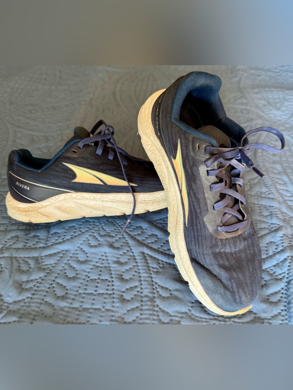 Altra Women's Navy Blue Athletic Shoes with Cream and Peach Accents